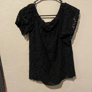 Miss Chievous Floral Patterned Black off the shoulder top